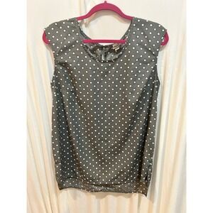 Merona XL Gray Polka Dot Sleeveless Blouse Top Casual Business